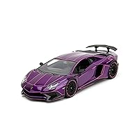 Pink Slips 1:24 W1 Lamborghini Aventador SV Die-Cast Car, Toys for Kids and Adults(Purple/Pink Lines)