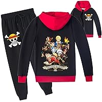 Kids Graphic Zip Up Jackets,One Piece Pullover Long Sleeve Sweatshirts Hooded and Sweatpants Set for Boys Girls(2-16Y)