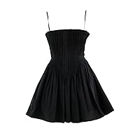 STAUD Women's Black Cotton Bella Mini Dress