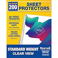 Page Protectors 8.5 x 11 Inches, Ecovision Crystal Clear Plastic Sheet  Protectors for 3 Ring Binder. Top Loading Binder Sheets Paper Protector  Letter