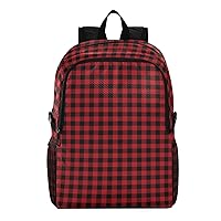 ALAZA Black and Red Lumberjack Plaid Lightweight Backpack for Daily Shopping Travel