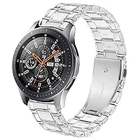 Band Compatible with Samsung Gear S3 Frontier/Classic/Galaxy Watch 46mm / Galaxy 3 45mm / Huawei Watch 3 / GT2 46mm, 22mm Colorful Resin Replacement Strap for Women Men (Clear)