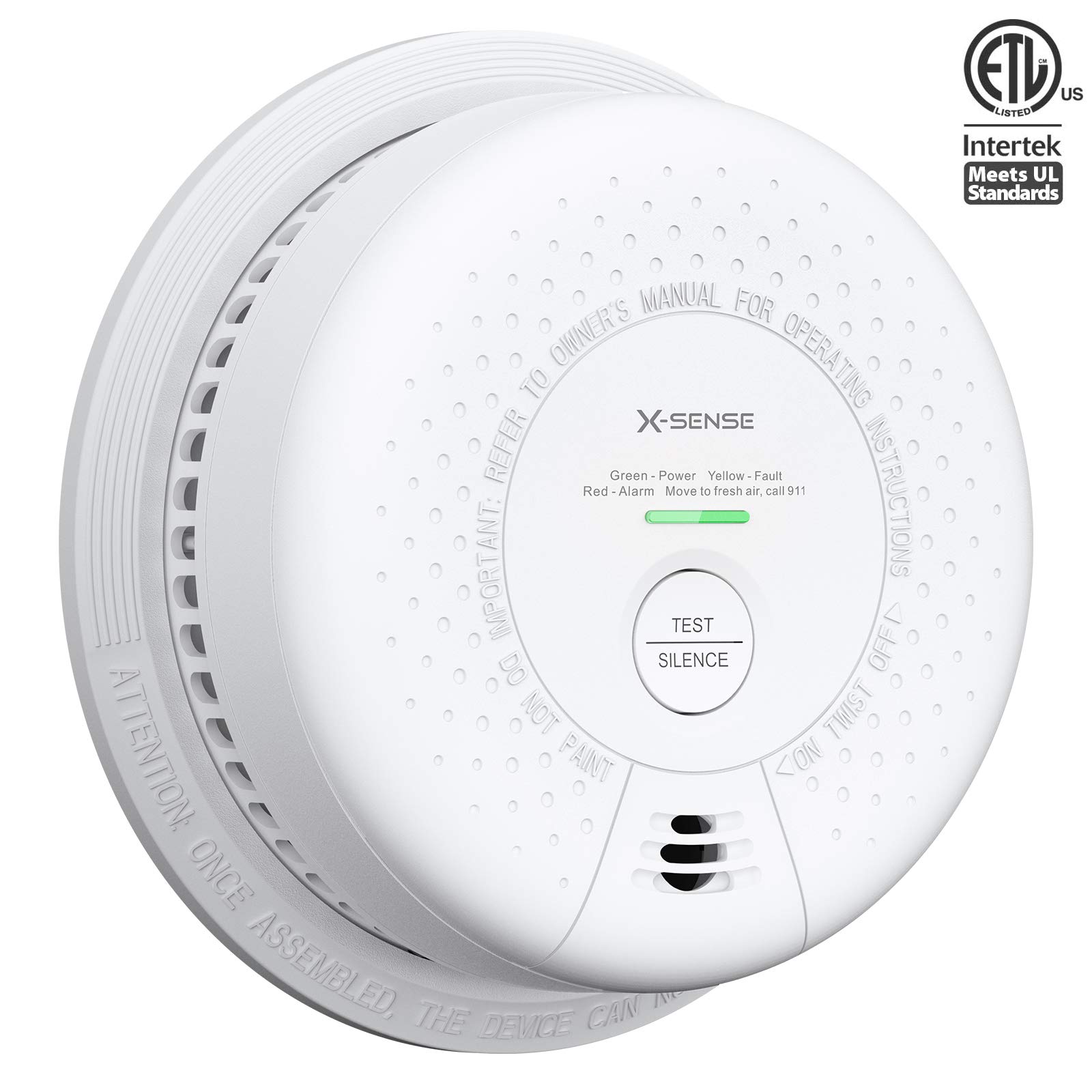 X-Sense SC03 10-Year Battery (Not Hardwired) Smoke and Carbon Monoxide Detector Alarm, Compliant with UL 217 & UL 2034 Standards, Silence Button & LED Indicator, Auto-Check, 5-Pack