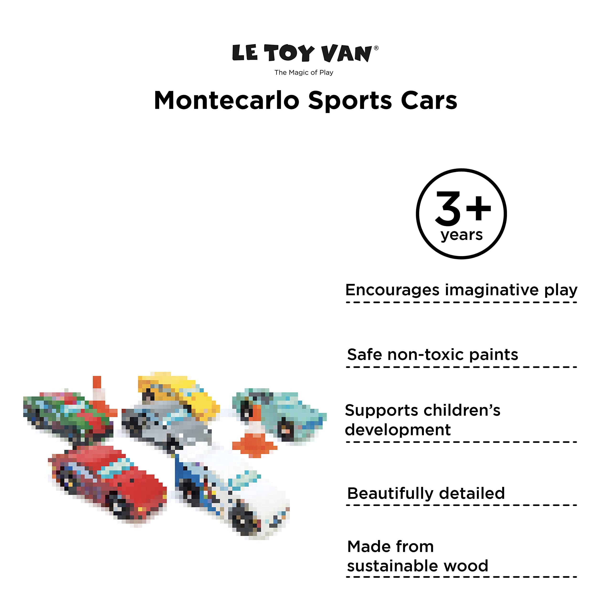 Le Toy Van Motors, Planes & Garages, Montecarlo Sports Cars Premium Wooden Toys for Kids Ages 3 Years & Up