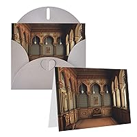 Greeting Cards Interior Palace Architecture Vintage Thank You Cards with Envelopes Happy Birthday Card 4x6 Inch Minimalistic Design Thank You Notes for All Occasions Birthday Thank You Wedding