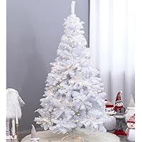 Uten 5FT Artificial Christmas Tree with Solid Metal Stand & 450 Branches & 12M 240 Lamp for New Year Party Christmas Decorations Indoor and Outdoor 150CM White Christmas Tree, Easy Assembly