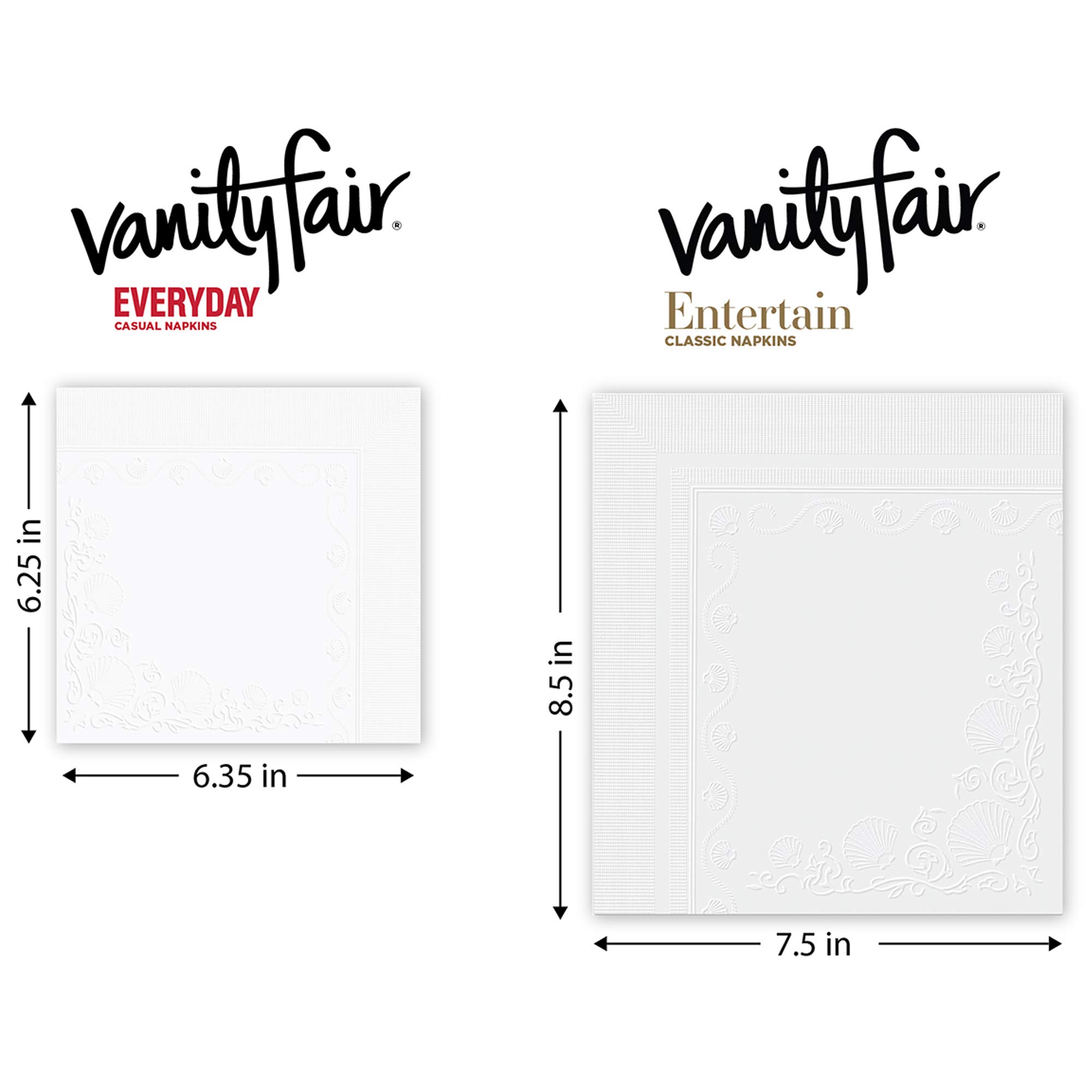 Vanity Fair Everyday Paper Napkins, 100 2-Ply Disposable Napkins