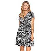 Eloges Women's Ditsy Floral Surplice Waist Band Flare Dress S to 3X Plus |EGS