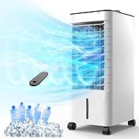 Air Conditioner, 3-IN-1 Evaporative Air Cooler with Fan & Humidifier, 3 Wind Speeds, 3 Modes, 12H Timer, 1.16Gallon Water Tank, 45° Oscillation, with Remote, for Room Home Office