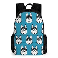 Husky with Different Pupil 17 Inch Laptop Backpack Large Capacity Daypack Travel Shoulder Bag for Men&Women