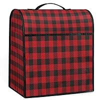 Red and Black Plaid Pattern Coffee Maker Dust Cover Mixer Cover with Pockets and Top Handle Toaster Covers Bread Machine Covers for Kitchen Cafe Bar Home Decor