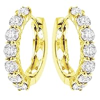 3.00 CT TW Large Diamond Hoop Earrings in 14k Yellow Gold