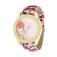 Betsey Johnson Women's Watch Alloy Case Pink Band Floating Charms