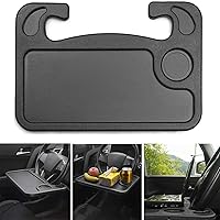 Car Steering Wheel Desk, Multifunction Portable Auto Steering Wheel Tray for Computer, Food, Snack, Lunch, Drinking, 2 in 1 Black Car Eating Table