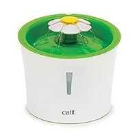 Catit Flower Fountain with Triple Action Filter, Cat Drinking Water Fountain, 3 L, Green