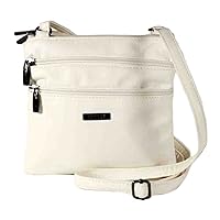 Lorenz Leather Style Cross Body Shoulder Handbag Quality 2 Compartments - White