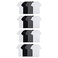 Fruit of the Loom Men's Lightweight Active Cotton Blend Undershirts, Crew - 16 Pack - Black/Grey/White, Medium