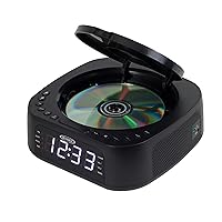 Jensen JCR-375 Stereo Digital Dual-Alarm Clock with Top-Loading CD Player, FM Tuner, USB Charging Port, and Battery Backup