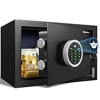 Kavey [2024 NEW] 0.5 Cub Fireproof Safe Box, Small Safe with Digital Keypad and Dual Alarm System, Money Safe With Mute Function and LED Light, Safe with Removable Shelf, Safe for Money Valuables