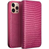 Wallet Case for iPhone 14 Pro, Classic Crocodile Pattern Genuine Leather Flip Phone Case for Women Girls with Card Slots Kickstand Folio Cover Case for iPhone 14 Pro 6.1