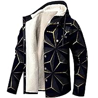 Men's Winter Sherpa Fleece Jacket Full Zip Thicken Hoodies Jackets Warm 3D Print Sweatshirt Coats Casual Outerwear