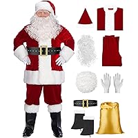 Santa Suit Deluxe Santa Claus Costume for Men, Christmas Adults Santa Costume Set Santa Outfit
