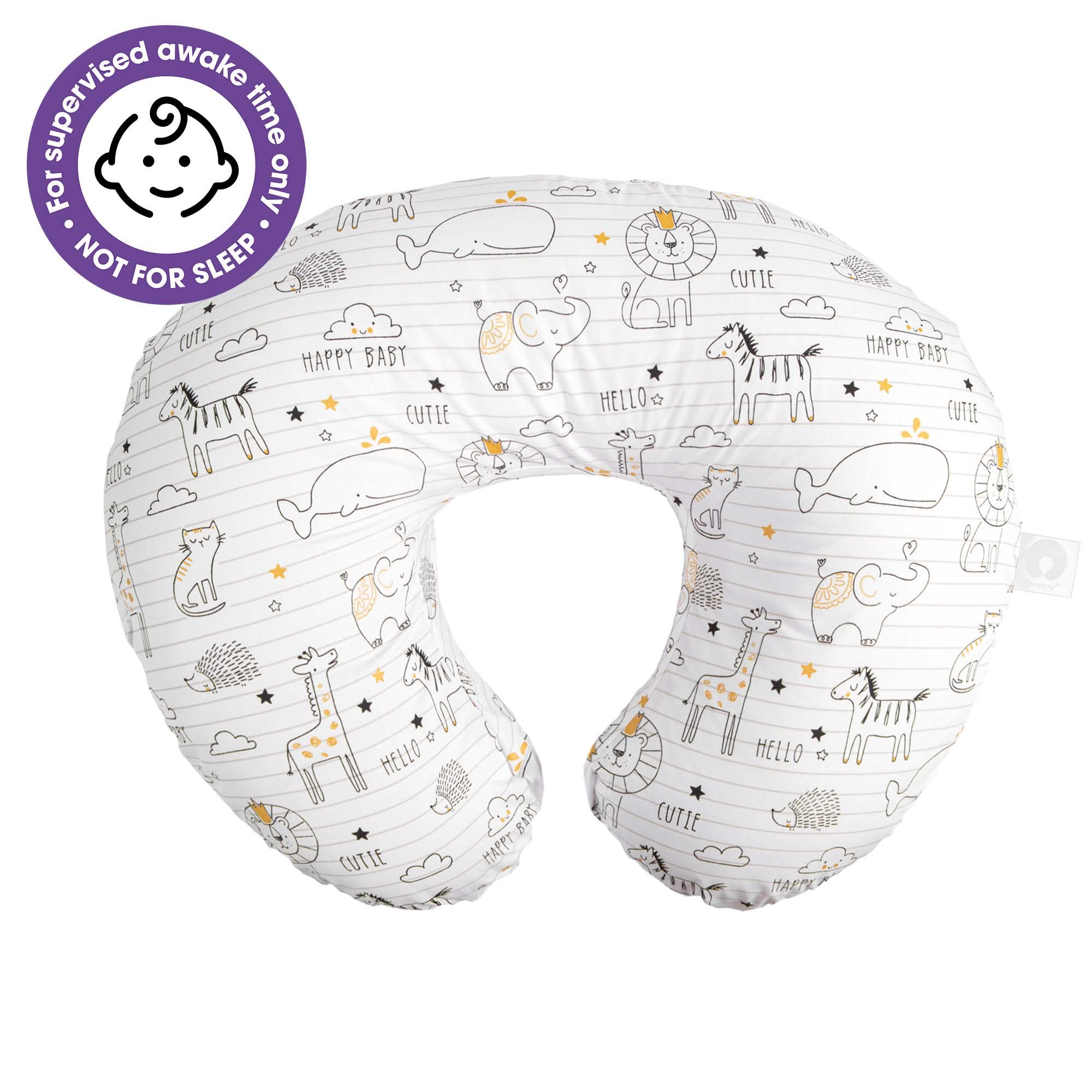 Boppy Nursing Pillow Original Support, White and Gold Notebook, Ergonomic Nursing Essentials for Bottle and Breastfeeding, Firm Fiber Fill, with Removable Nursing Pillow Cover, Machine Washable