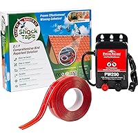 kit for Pigeon & Bird Control - Bird Trainer Solution for Keeping Birds Away from Rooftops, Patios, Windowsills Fences - Durable Shock Tape & Electronic Charger Kit- Spikes Alternative.
