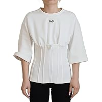 Dolce & Gabbana White Corset Stretch Cotton Top Women's T-Shirt