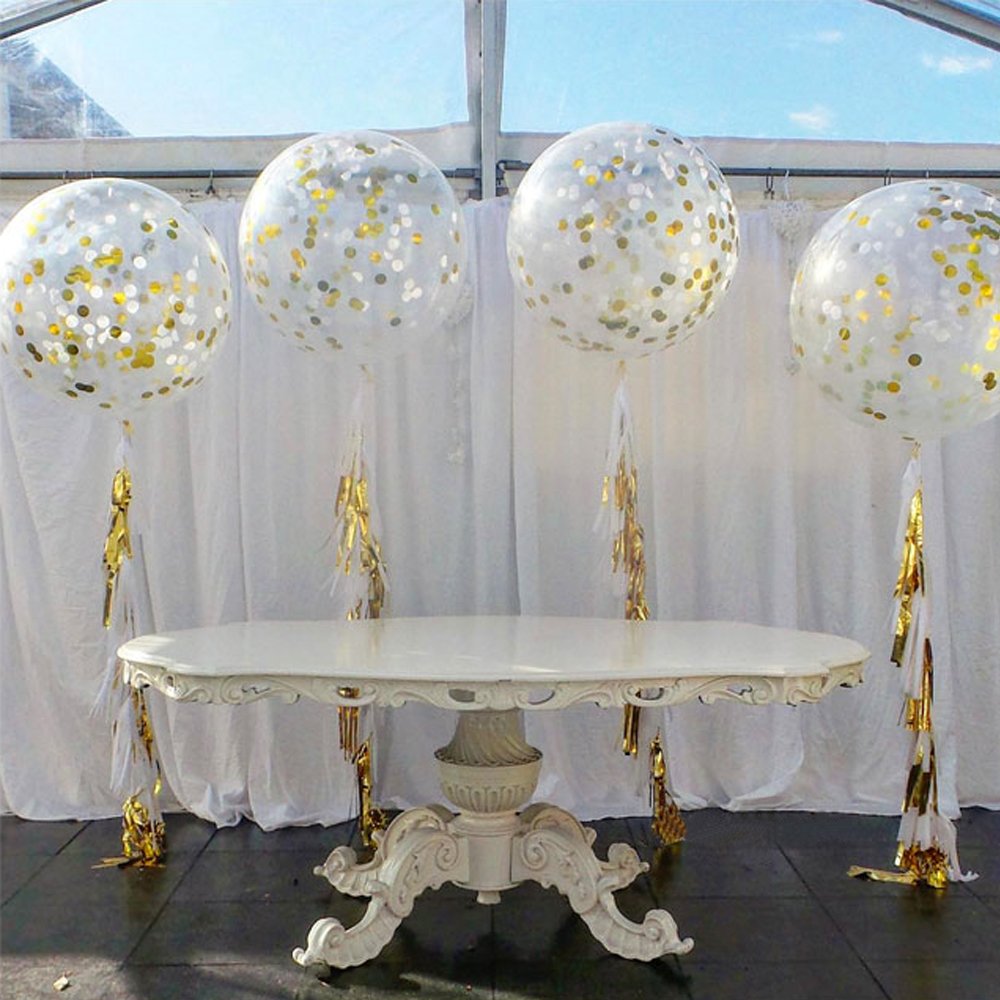 SOTOGO 15 Pieces Gold Confetti Balloons 12 Inches Party Balloons With Golden Paper Confetti Dots Balloons for Party Decorations Wedding Decorations And Proposal