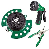 DRAMM Watering and Tool Set In Green Includes 9-Pattern Revolver Spray Gun, 9-Pattern ColorStorm Turret Sprinkler, and ColorPoint Compact Shear