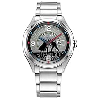 Men's Star Wars Eco-Drive with Stainless Steel Bracelet, Silver-Tone, 22 (Model: AW1140-51W)