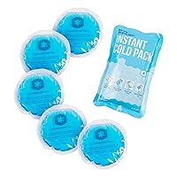 ICEWRAPS 4”x7” Instant Ice Packs for Injuries - Disposable and 4” Round Reusable Gel Ice Packs Without Cloth Backing | First Aid Instant Ice Packs | Hot Cold Pack for Kids Injuries, Breastfeeding