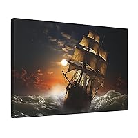 NONHAI Canvas Wall Art for Living Room Bedroom Decorative Painting Art Posters Modern Hanging Canvas Print Artwork Sailing ship in storm Wall Art Aesthetics Paintings 12x18 Inch