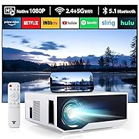 2024 Newest Projector with Wifi Bluetooth, 15000lux 500ANSI Native 1080P Bluetooth Mini Projector For Outdoor Home Movie 300