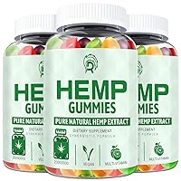 3 Pack Hemp Gummies Extra Strength Organic High Potency Hemp Supplement Gummy with Premium Hemp Oil Extract, Low Sugar Big Edible Gummy Made in USA