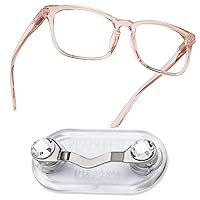 Readerest Magnetic Eyeglass Holders & Blue Light Blocking Reading Glasses (Blush, 1.50 Magnification)
