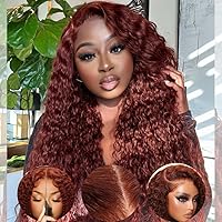 Beauty Forever Pre-Everything Frontal Glueless Reddish Brown 13x4 Water Wave Lace Front Wigs Human Hair Pre Cut, Pre Bleached Bye Bye Knots Ear to Ear Lace Wig Pre Plucked 150% Density 24inch