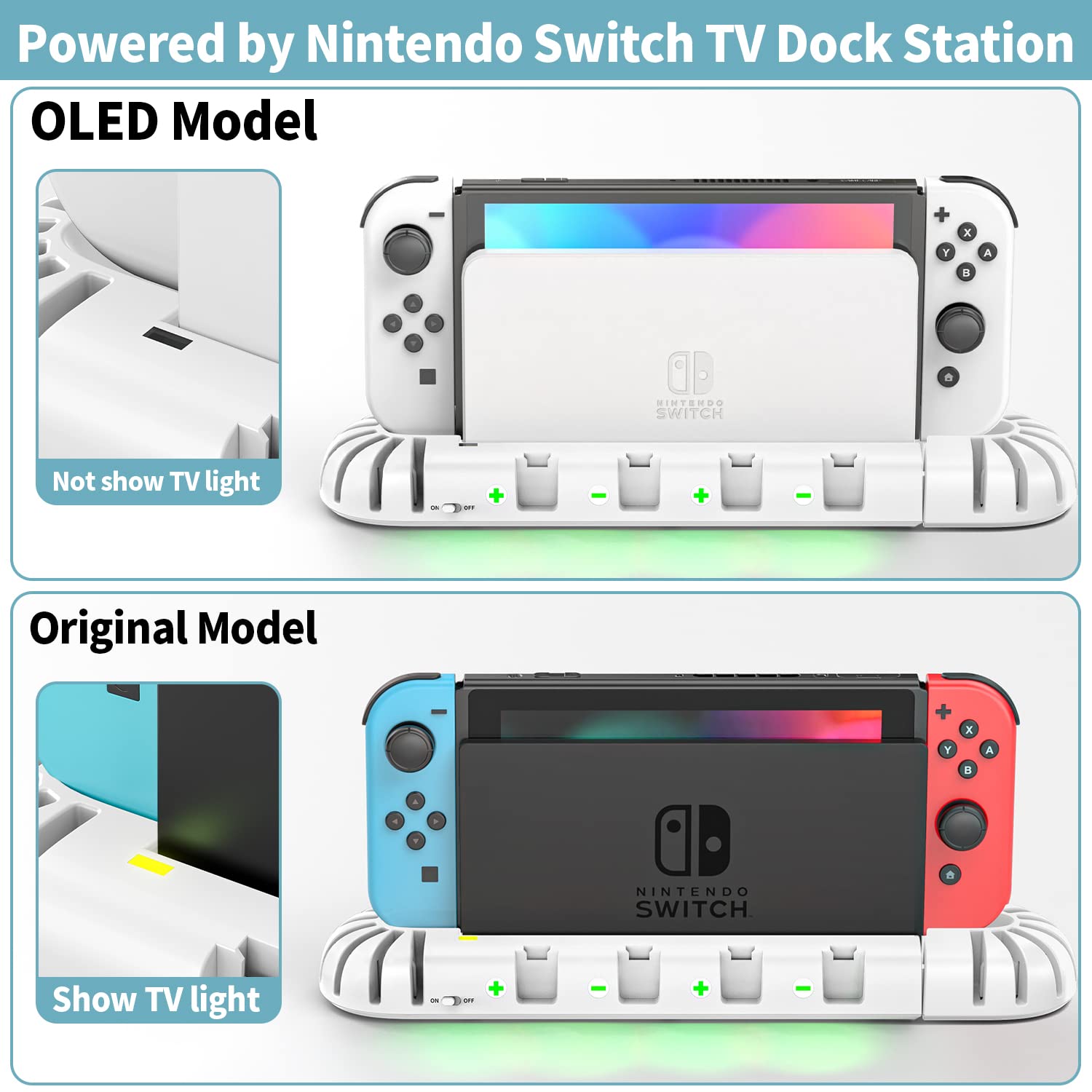 Switch Controller Charger Dock Station for Joycons, OIVO Upgraded 16 Game Slots Charging Dock Compatible with Nintendo Switch & OLED Model Joy-con, Charger for Nintendo Switch Joycon Controller-White