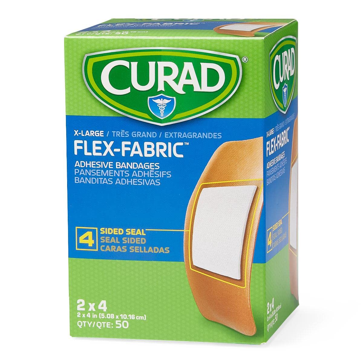 Medline Curad Fabric Adhesive Bandages, Natural, 50 Count