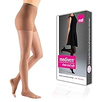 mediven sheer & soft for Women, 15-20 mmHg Panty Open Toe Compression Stockings, Natural, III-Standard