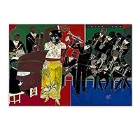 Queen of The Blues by Romare Bearden Painting Poster Collage Painter Abstract Painting Art Decor Canvas Poster Wall Art Decor Print Picture Paintings for Living Room Bedroom Decoration Unframe-style 1