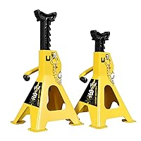 Car Jack Stands 3 Ton with Double Locking and Large Foot Base for Lifting SUVS, Heavy Duty Steel, 6600 lb Capacity, 1 Pair, Yellow