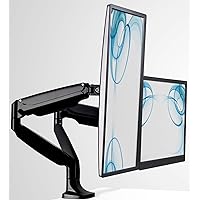 Mount-It! Dual Monitor Arm Mount | Desk Stand | Two Articulating Gas Spring Height Adjustable Arms | Fits 2 x 24 27 29 30 32 Inch VESA 75 100 Compatible Screens | C-Clamp and Grommet Bases (Black)