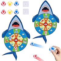 chiazllta 2 PCS Shark Party Games Ocean Shark Toys Throwing Game for Kids Sticky Balls Shark Dart Board Indoor/Outdoor Christmas Fun Party Games Baby Shower for Boys Girls