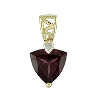 Rhodolite Natural Gemstone Trillion Shape Pendant 925 Sterling Silver Anniversary Jewelry | Yellow Gold Plated