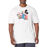 Disney Big & Tall Classic Mickey Italy Kick Men's Tops Short Sleeve Tee Shirt, White, 5X-Large