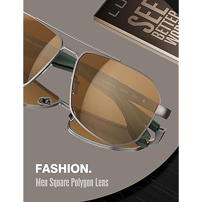 Mua LUENX Aviator Sunglasses for Men Square Polarized Polygon Lens - UV 400  Protection with Accessories 61MM Driving Outdoor trên  Mỹ chính hãng  2024