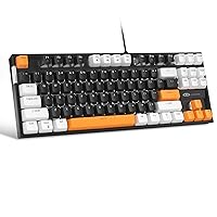 MageGee 75% Mechanical Gaming Keyboard with Brown Switch, LED White Backlit Keyboard, 87 Keys Compact TKL Wired Computer Keyboard for Windows Laptop PC Gamer - Carbon White