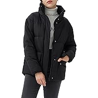 Orolay Women's Short Puffer Down Coat Stand Collar Jacket with Retractable Hood